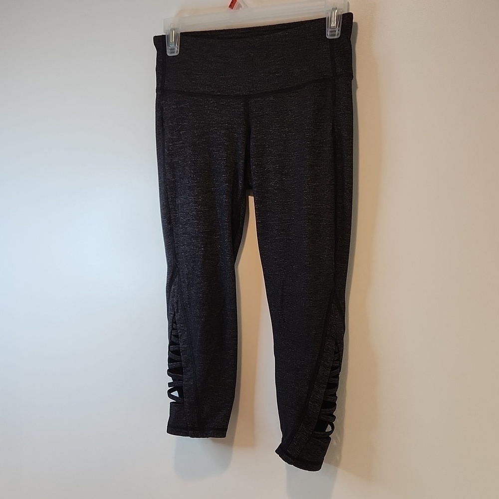 Athleta Capi Lattice Leggings Vented Pants Women's Sz XS Charcoal Gray NICE! - Picture 3 of 13